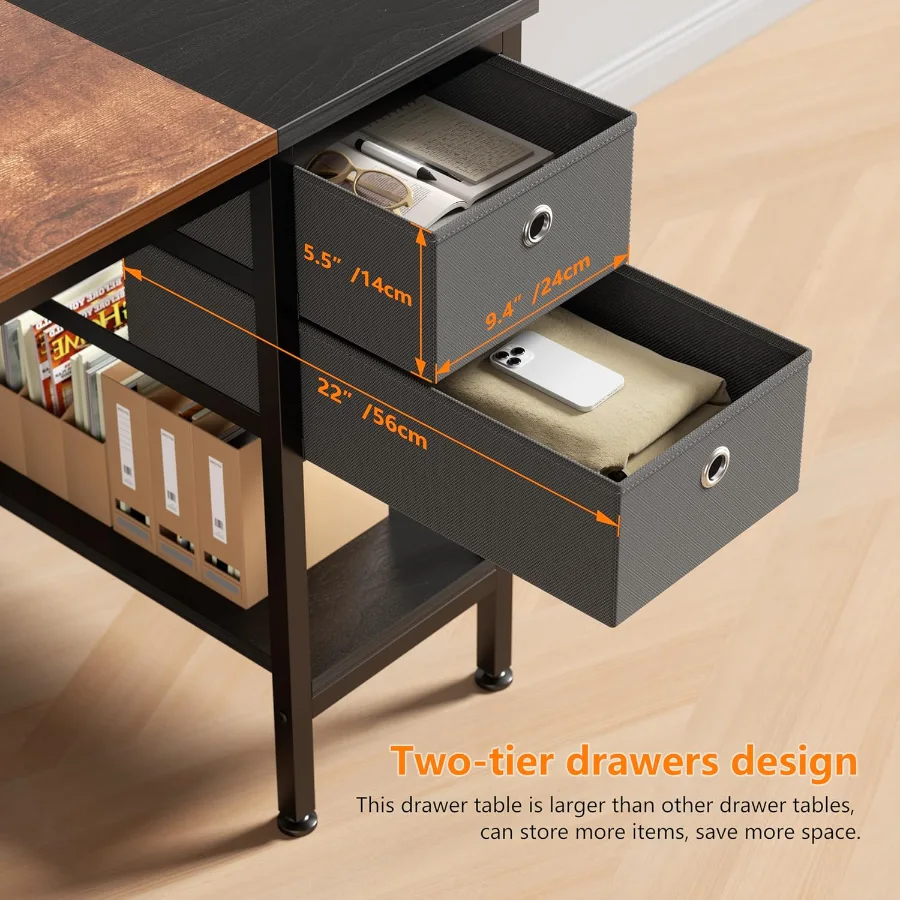 55" Desk with Drawers, detail view