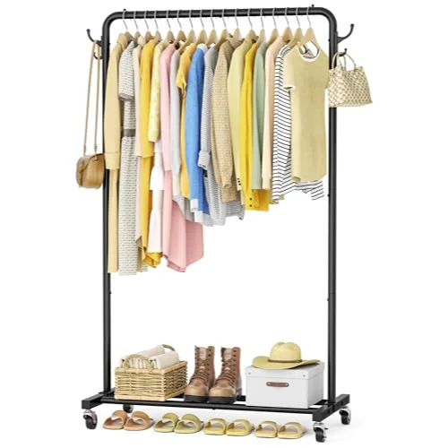HOMIDEC Clothes Rail with Storage Shelf