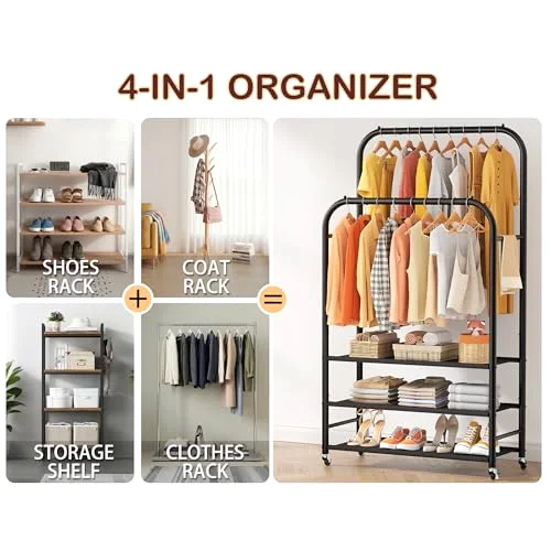 Double-Rod Rack with 3 Shelves, detail view