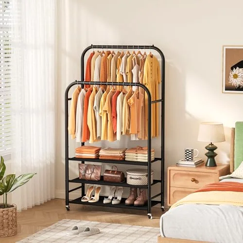 Double-Rod Rack with 3 Shelves, detail view