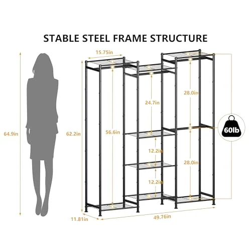 Wardrobe with 4 Hanging Spaces, detail view