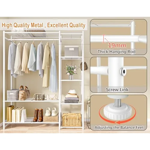 Wardrobe with 4-Tier Shelves, detail view