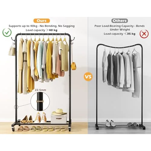 Clothes Rail with Storage Shelf, detail view