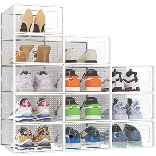 HOMIDEC Clear Shoe Boxes, 12-Pack