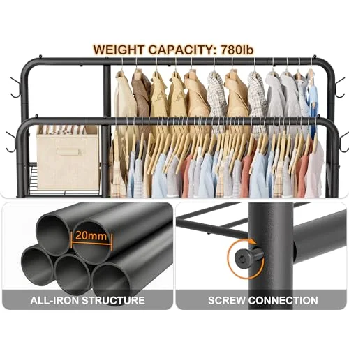 Double-Rod Clothes Rack, detail view
