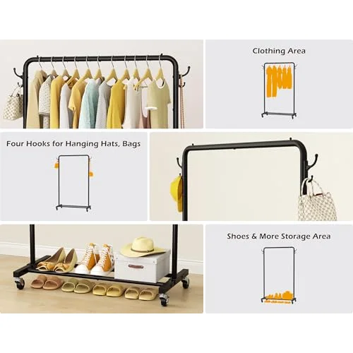 Clothes Rail with Storage Shelf, detail view